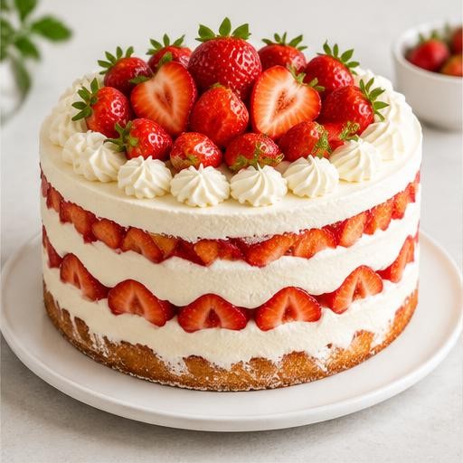 Bolo de morango com nata